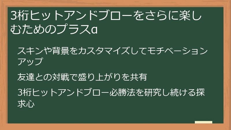 3桁ヒットアンドブローをさらに楽しむためのプラスα